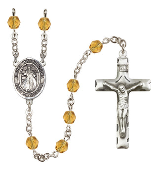 Silver Plated 6mm Fire Polished Divina Misericordia Rosary in Topaz