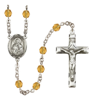 Silver-Plated 6mm Saint Marina  Engraved Catholic Rosaries