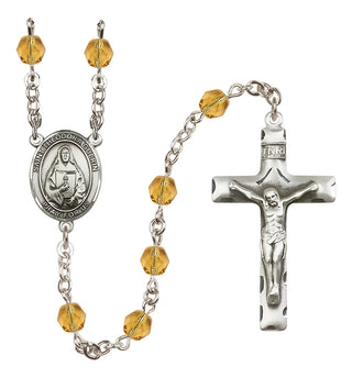 Silver Plated 6mm Fire Polished Saint Theodora Rosary in Topaz
