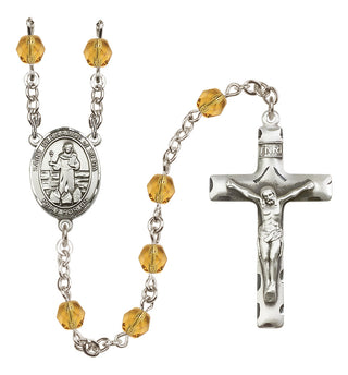 Silver-Plated 6mm Saint Bernadine of Sienna  Engraved Catholic Rosaries