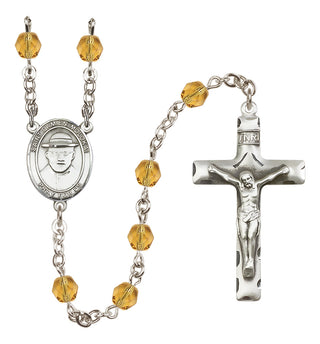 Silver-Plated 6mm Saint Damien of Molokai  Engraved Catholic Rosaries