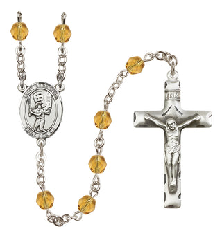 Silver-Plated 6mm Saint Sebastian / Baseball Rosary