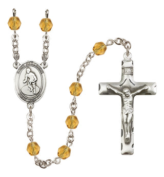 Silver-Plated 6mm Saint Sebastian/Wrestling Rosary