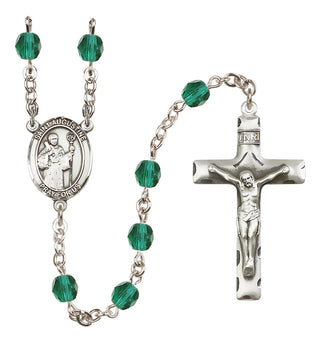 Silver Plated 6mm Fire Polished Saint Augustine Rosary in Zircon