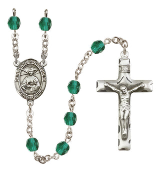 Silver-Plated 6mm Saint Catherine Laboure  Engraved Catholic Rosaries