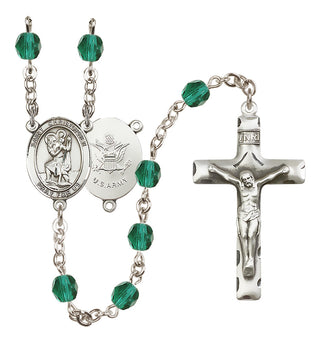 Silver-Plated 6mm Saint Christopher / Army Rosary