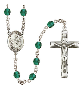 Silver-Plated 6mm Saint Dymphna  Engraved Catholic Rosaries