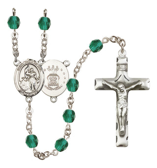 Silver-Plated 6mm Saint Joan of Arc / Air Force Rosary