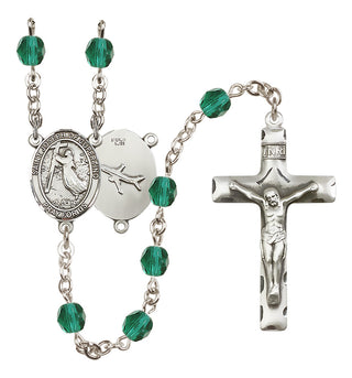 Silver Plated 6mm Fire Polished Saint Joseph of Cupertino Rosary in Zircon