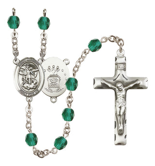 Silver-Plated 6mm Saint Michael / Air Force Rosary
