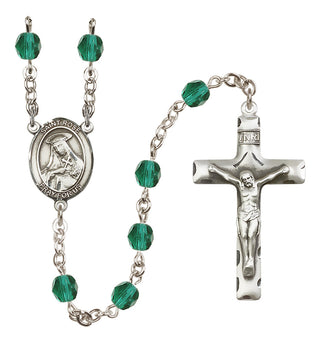 Silver Plated 6mm Fire Polished Saint Rose of Lima Rosary in Zircon