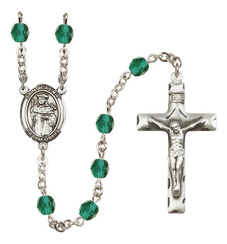 Silver Plated 6mm Fire Polished Saint Casimir of Poland Rosary in Zircon