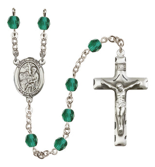 Silver-Plated 6mm Saint Jerome  Engraved Catholic Rosaries