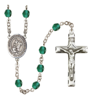Silver-Plated 6mm San Martin Caballero  Engraved Catholic Rosaries