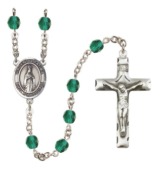 Silver Plated 6mm Fire Polished Our Lady of Fatima Rosary in Zircon