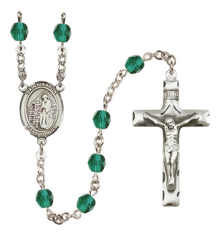 Silver-Plated 6mm Saint Aaron  Engraved Catholic Rosaries