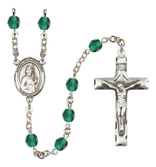 Silver-Plated 6mm Saint Wenceslaus  Engraved Catholic Rosaries