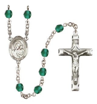 Silver Plated 6mm Fire Polished Our Lady of Good Counsel Rosary in Zircon
