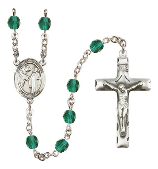 Silver-Plated 6mm Saint Columbanus  Engraved Catholic Rosaries