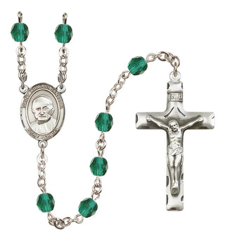 Silver-Plated 6mm Saint Arnold Janssen  Engraved Catholic Rosaries