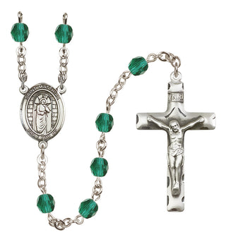 Silver Plated 6mm Fire Polished Saint Matthias the Apostle Rosary in Zircon