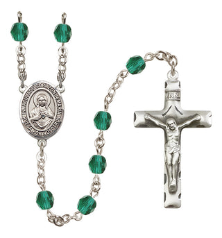 Silver Plated 6mm Fire Polished Corazon Inmaculado de Maria Rosary in Zircon