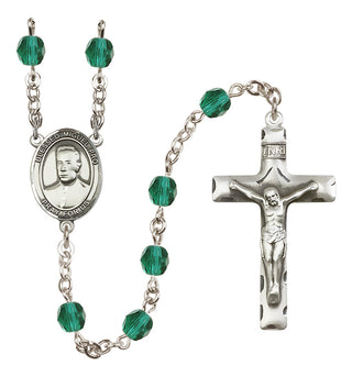Silver Plated 6mm Fire Polished Blessed Miguel Pro Rosary in Zircon
