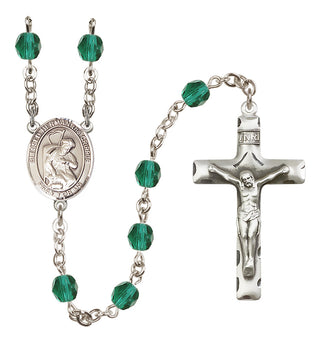 Silver Plated 6mm Fire Polished Blessed Herman the Cripple Rosary in Zircon