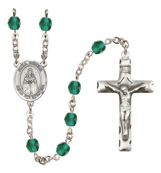 Silver Plated 6mm Fire Polished Our Lady Rosa Mystica Rosary in Zircon