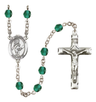 Silver Plated 6mm Fire Polished Saint Christopher/Tennis Rosary in Zircon