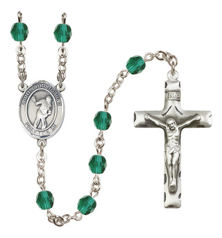 Silver-Plated 6mm Saint Christopher/Lacrosse Rosary