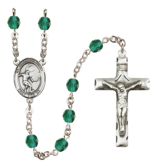 Silver Plated 6mm Fire Polished Guardian Angel/Soccer Rosary in Zircon
