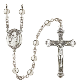 Silver-Plated 6mm Saint Augustine  Engraved Catholic Rosaries