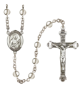 Silver-Plated 6mm Saint Camillus of Lellis  Engraved Catholic Rosaries
