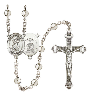 Silver-Plated 6mm Saint Christopher / Air Force Rosary