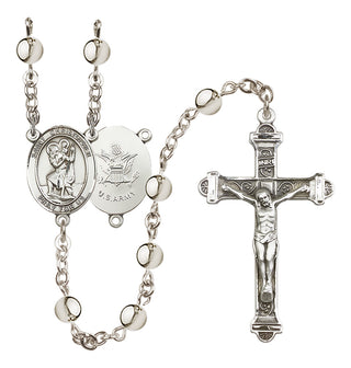Silver-Plated 6mm Saint Christopher / Army Rosary