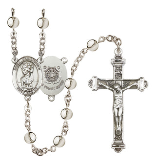 Silver-Plated 6mm Saint Christopher / Coast Guard Rosary