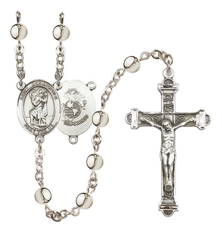 Silver Plated 6mm Saint Christopher / Marines Rosary