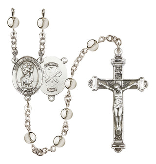 Silver-Plated 6mm Saint Christopher / Nat'l Guard Rosary