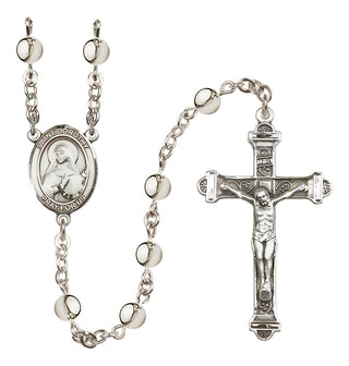 Silver-Plated 6mm Saint Dorothy  Engraved Catholic Rosaries