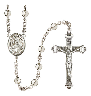 Silver Plated 6mm Saint Clare of Assisi Rosary