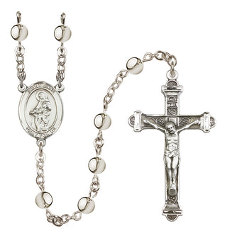 Silver-Plated 6mm Saint Jane of Valois  Engraved Catholic Rosaries