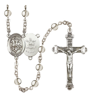 Silver-Plated 6mm Saint George / Army Rosary