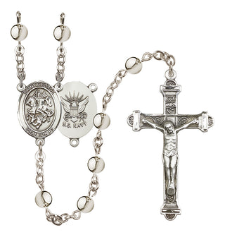 Silver-Plated 6mm Saint George / Navy Rosary