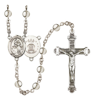 Silver-Plated 6mm Saint Joan of Arc / Air Force Rosary