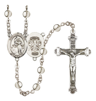 Silver-Plated 6mm Saint Joan of Arc / Nat'l Guard Rosary