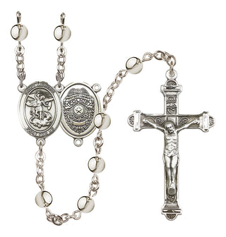 Silver-Plated 6mm Saint Michael the Archangel/Policeman Rosary