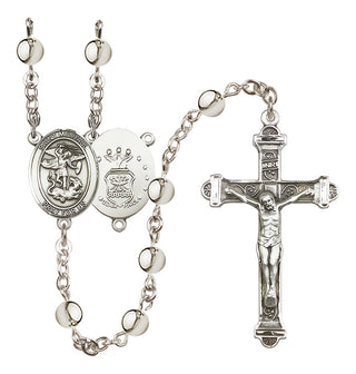 Silver-Plated 6mm Saint Michael / Air Force Rosary