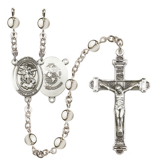 Silver Plated 6mm Saint Michael / Marines Rosary