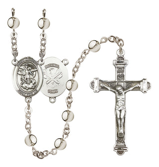 Silver Plated 6mm Saint Michael / Nat'l Guard Rosary